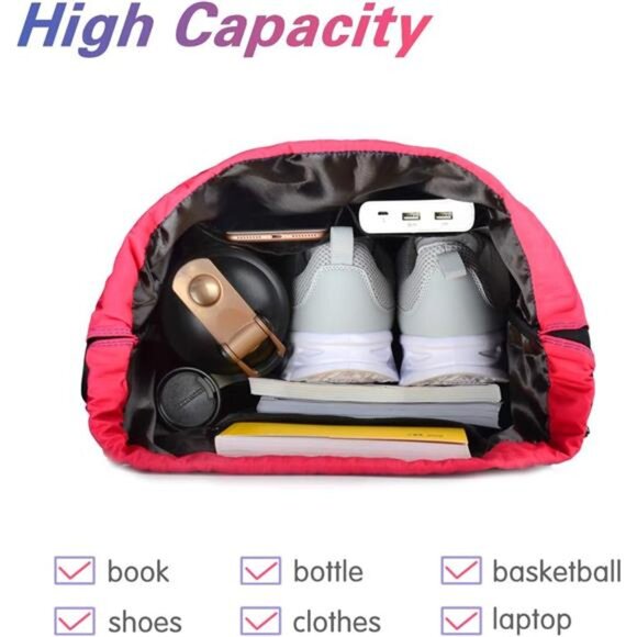 Gym Drawstring Backpack Water Resistant StringBag Nylon Cinch Sport Bag Sackpack - Picture 2 of 7